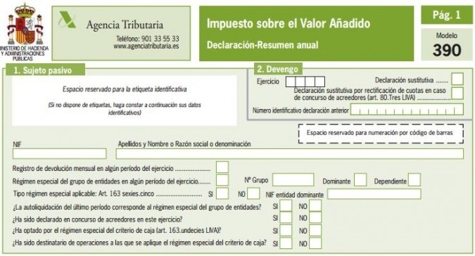 Modelo 390 - Guía rápida para presentar el resumen anual IVA