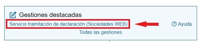 Servicio de tramitación de declaración Sociedades WEB